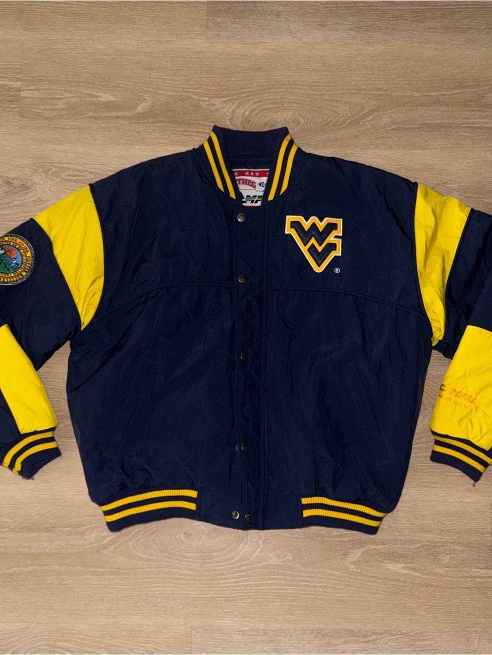 West Virginia Collegiate Navy and Gold Bomber Jacket